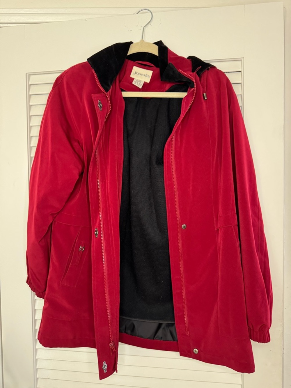 St. John's Vintage Bay Red and Black Hooded Jacket